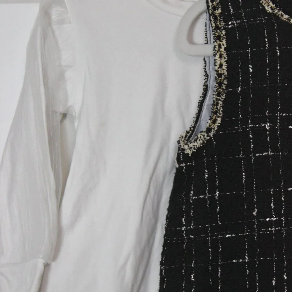 Tweed dress with long sleeve shirt